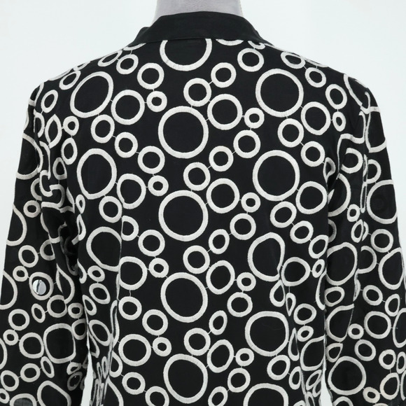 Ann Taylor Top Womens 8 Black White Embroidered Cotton Tunic Sequins Side Zip - Picture 9 of 13